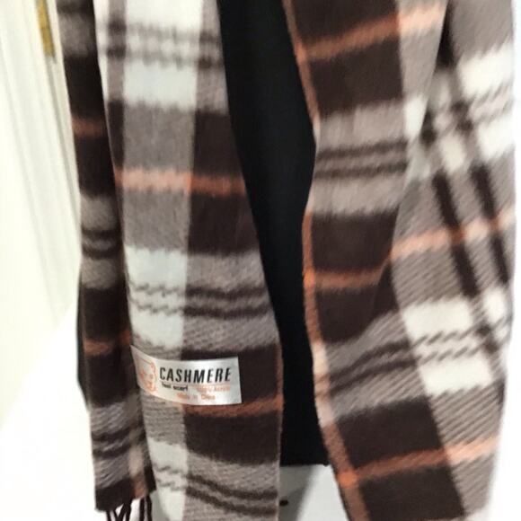 Women’s Plaid Cashmere Feel Scarf Multicolor Brown Soft Fringe Wrap 57x11.5 - Picture 6 of 10